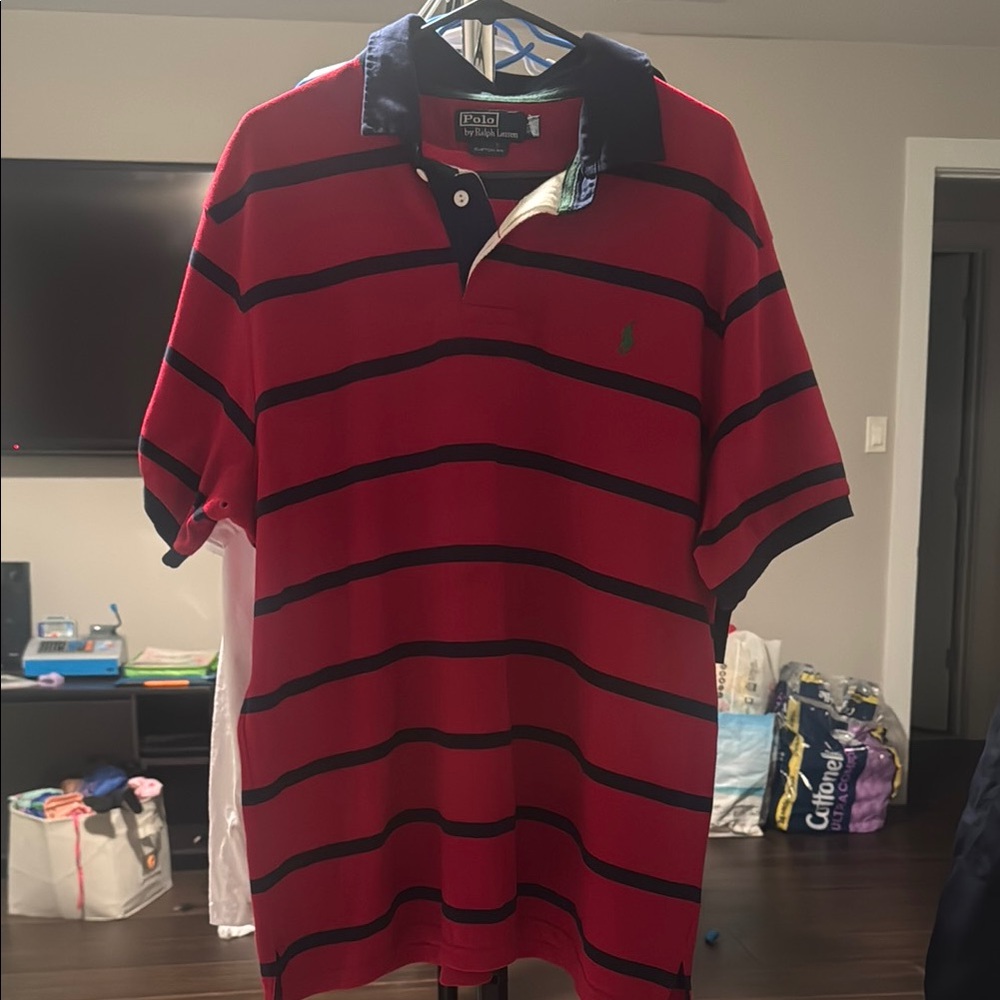Polo by Ralph Lauren Red and Blue Striped Polo Shirt